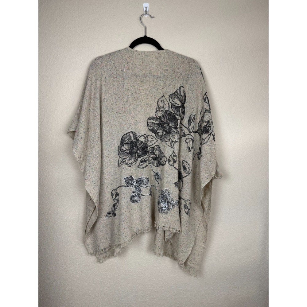 Pe'tanu By Pashma Anthropologie Cashmere Wool Silk Floral Kimono Cardigan Poncho - Picture 6 of 6